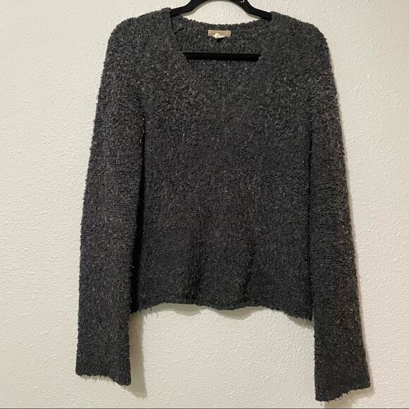 J Crew Grey Wool Popcorn Texture V Neck Sweater XS - Picture 1 of 6